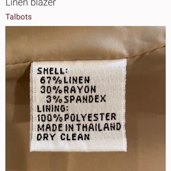 NWOT TALBOTS Tan Linen Blend Belted Blazer Jacket Petites Size 10P - Picture 16 of 16